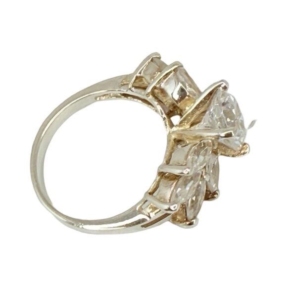 Lindeberg 925 Sterling Silver Zirconia Ring Sz 7 Marquise Round Cut Engagement - Picture 9 of 16